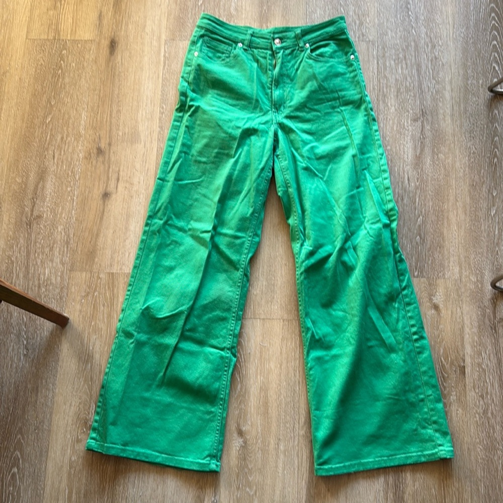 Kelly green wide leg jeans by Divided